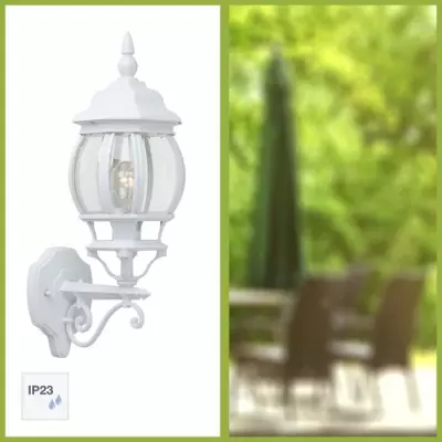 Applique extérieure BLANC ISTRIA - Aluminium/verre E27 1x60W - 37x27x18 cm