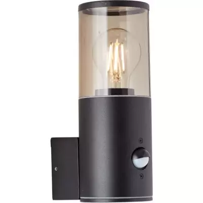 Applique extérieure SERGIORO avec détecteur de mouvement - Noir dépoli - E27 20W