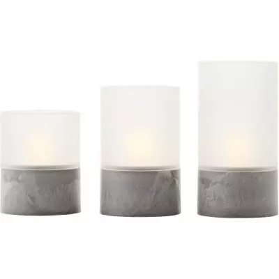 Lot 3 Lampes LED BOUGIE BRILLIANT - Gris et blanc mat