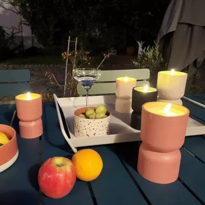 Lampe de table extérieure BRILLIANT LOVERE - Forme bougie - 3 W - Terre cuite