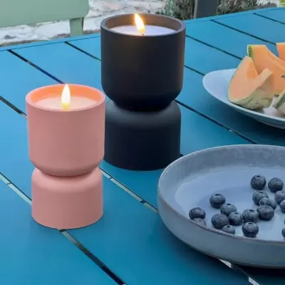 Lampe de table extérieure BRILLIANT LOVERE - Forme bougie - 3 W - Terre cuite