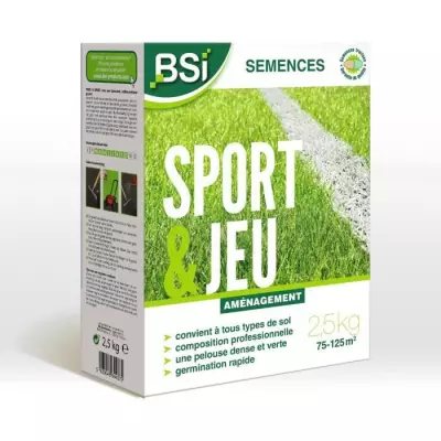 BSI - Semences De Gazon Sport Ou Jeu - Haute Qualité - 2,5Kg