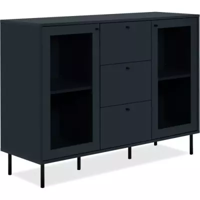 Buffet salle à manger CARACAS - Décor bleu navy - Livraison compacte