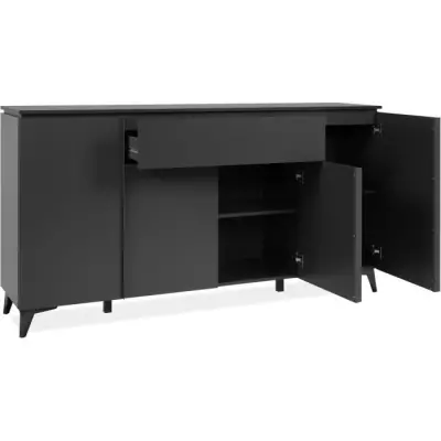 Buffet Bertrix 51A - Décor ardoise/anthracite - 4 portes et étagères
