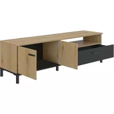 Banc TV TRUST GAMI Chene/Noir 140x40x47 cm - Design moderne