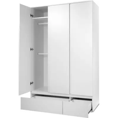 Armoire IMAGE 60B - Blanc mat - 3 portes + 2 tiroirs × dimensions compactes