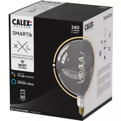 Ampoule LED E27 CALEX G200 SMART LED - Intensité variable - Titanium
