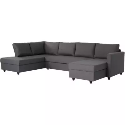 Canapé d'angle panorama convertible Cats - Gris - 292 x 187 x 86 cm