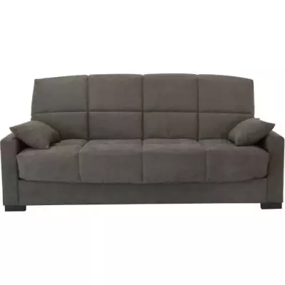 Canapé clic clac 3 places Taupe - Matelas 17 cm - Design compact