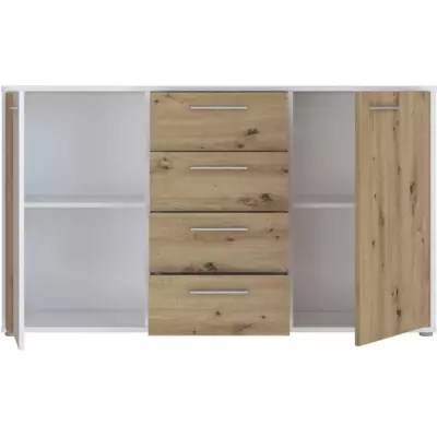 Buffet CARDIGAN 2 portes, 4 tiroirs - Chene artisan et blanc