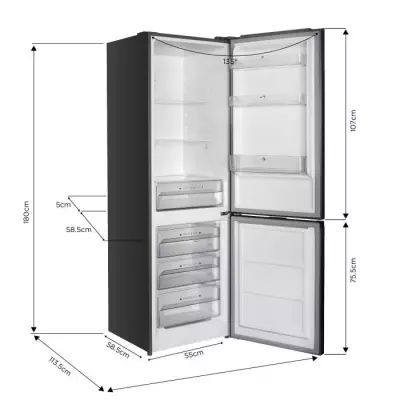 Réfrigérateur Congélateur Bas Continental Edison - 293L - No Frost - Inox