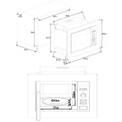 Four micro-ondes encastrable Grill 20L Inox Continental Edison
