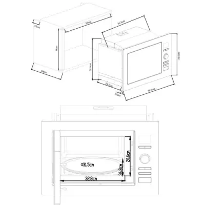 Micro-ondes grill encastrable Continental Edison CEMO25GINE Noir Inox 25L