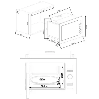 Micro-ondes grill encastrable Continental Edison CEMO25GINE Noir Inox 25L