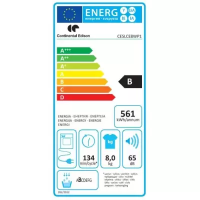 Sèche-linge à condensation 8 kg Continental Edison - Classe B