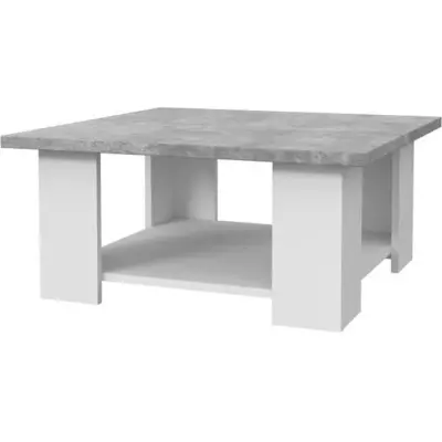 Table basse PILVI - Blanc et béton clair - Design éco-responsable