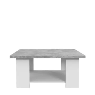 Table basse PILVI - Blanc et béton clair - Design éco-responsable