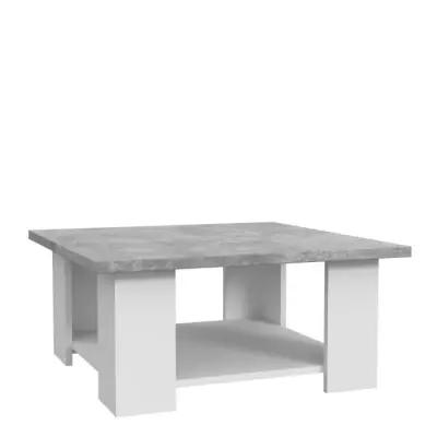 Table basse PILVI - Blanc et béton clair - Design éco-responsable