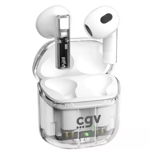 Écouteurs sans fil Bluetooth - CGV - URBAN GHOST (Blanc) - Autonomie 30h - Contrôle tactile - TWS