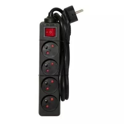 Multiprise CHACON avec interrupteur - 4 prises 16A 1,5m noir