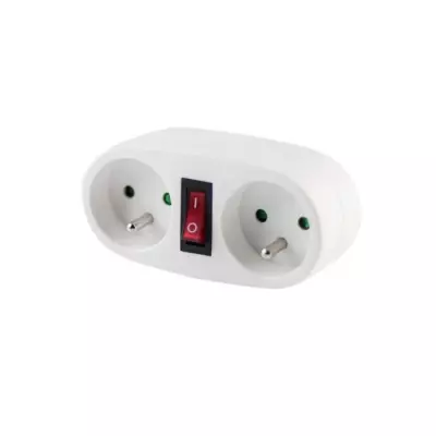 Prise biplite CHACON 2x16A avec interrupteur blanc