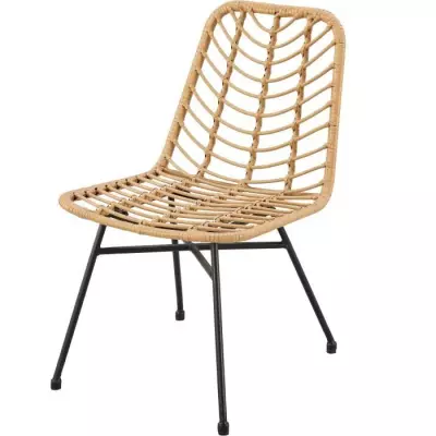 Lot de 2 chaises de jardin en rotin naturel - L63,5 x H86 x P48 cm