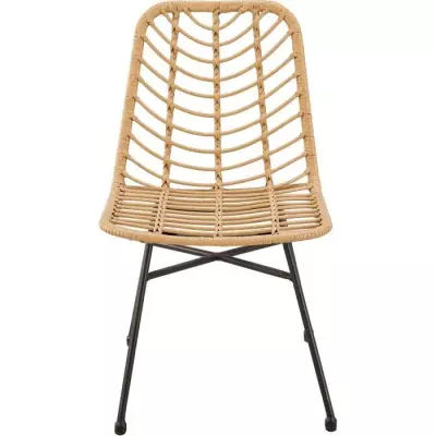 Lot de 2 chaises de jardin en rotin naturel - L63,5 x H86 x P48 cm