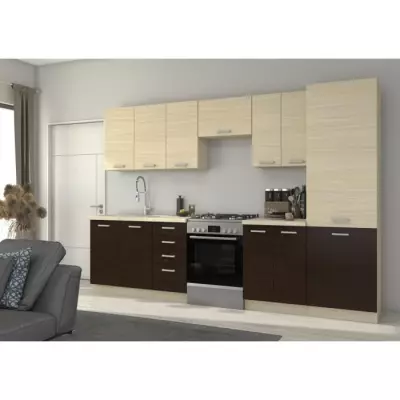 Aménagez votre cuisine avec CHAMONIX Cuisine 300cm - Chêne clair