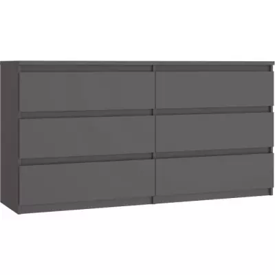 Commode CHELSEA Anthracite - 6 tiroirs - 154 x 42,2 x 79,9 cm
