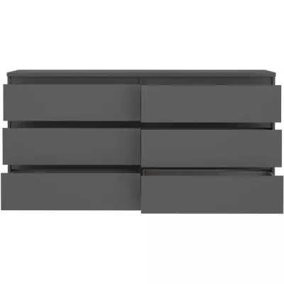 Commode CHELSEA Anthracite - 6 tiroirs - 154 x 42,2 x 79,9 cm