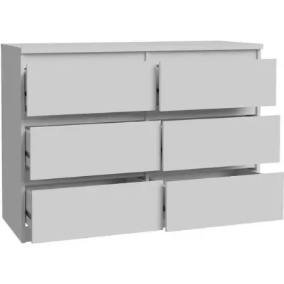 Commode CHELSEA 6 tiroirs - Décor blanc mat - Compact et pratique