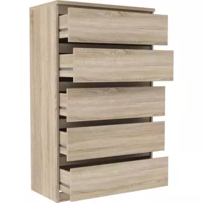 Commode CHELSEA 5 tiroirs - Chêne Sonoma - Organisation optimale