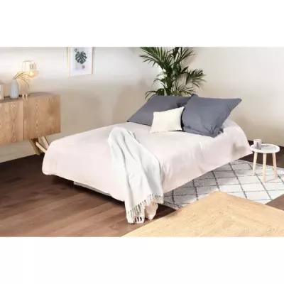 Banquette clic clac 3 places - Matelas 17 cm - Tissu gris clair