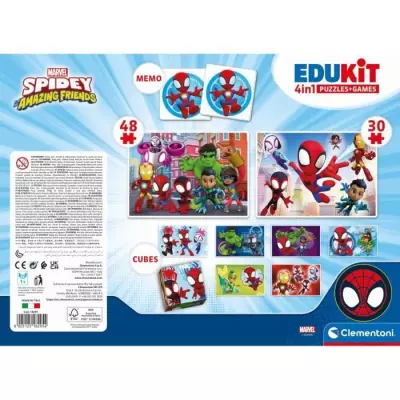 Coffret éducatif Spidey 4 en 1 - Puzzles, mémo, jeu de cubes - Italien - Dés 4