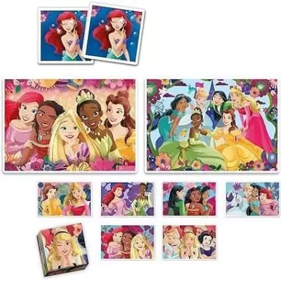 Clementoni Edukit Disney Princesses - Coffret 4 en 1 - 2 puzzles, 1 mémo & 1 jeu de 6 cubes