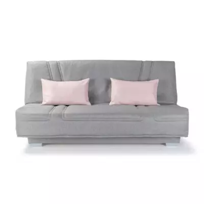 Banquette clic clac confortable - Gris + Coussins rose