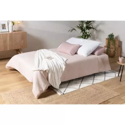 Banquette clic clac confortable - Gris + Coussins rose