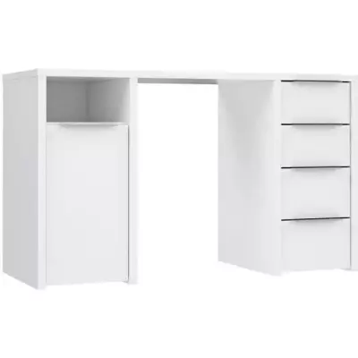 BILBAO Bureau 1 porte 4 tiroirs - Décor papier blanc