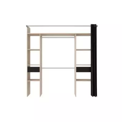 Dressing ARTIC avec rideau - 2 colonnes - Chene Jackson et noir