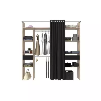 Dressing ARTIC avec rideau - 2 colonnes - Chene Jackson et noir