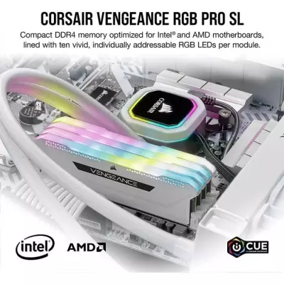 Mémoire RAM CORSAIR Vengeance RGB Pro SL 32Go Blanc