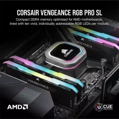 Mémoire RAM CORSAIR Vengeance RGB Pro 16GB DDR4 3200 MHz - Noir