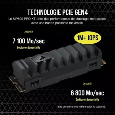 Corsair Disque SSD MP600 PRO XT - 2TB NVMe PCIe M.2 - Performances ultimes