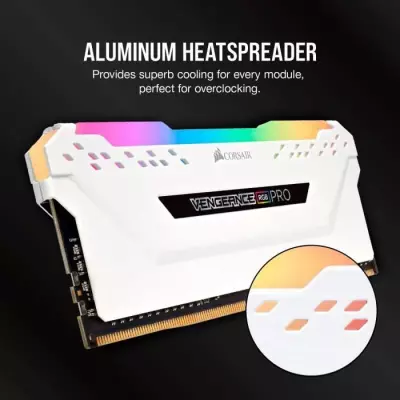 Mémoire RAM CORSAIR Vengeance RGB Pro - 16GB 3200MHz Blanche