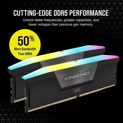 Mémoire RAM CORSAIR Vengeance RGB DDR5 64Go (2x32Go) 6400MHz - Noir