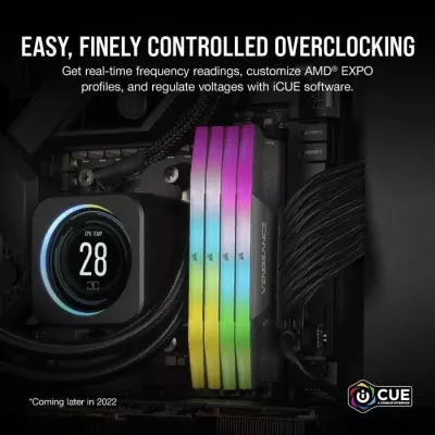 Mémoire RAM CORSAIR Vengeance RGB DDR5 32Go 6000MHz - Gris