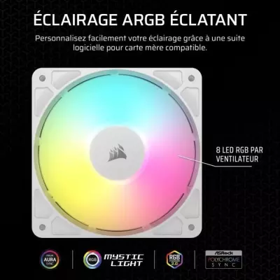 Ventilateur ARGB 120mm - CORSAIR RS120 Blanc - Refroidissement performant