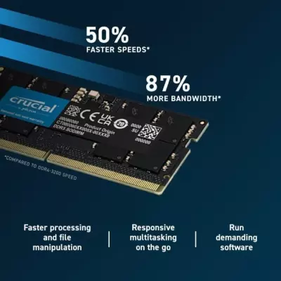 Mémoire RAM CRUCIAL DDR5-4800 SODIMM 16 Go - Performance ultime