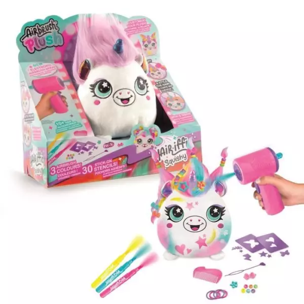 Canal Toys - Airbrush Plush - Peluche Squishy Hair'iffic  a coiffer et décorer avec spray électronique, feutres, -AIR 040- a