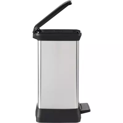 Poubelle Rectangle DECO BIN CURVER 50L Gris Métallisé 